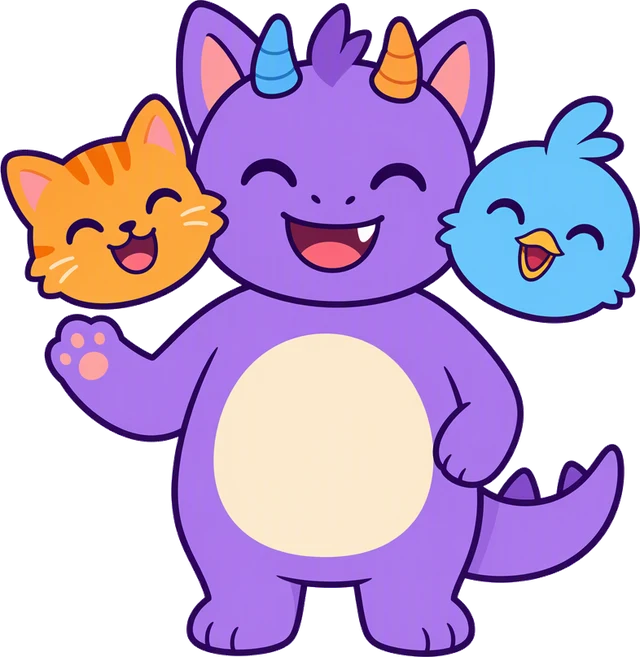 Chimera, a friendly three-headed creature